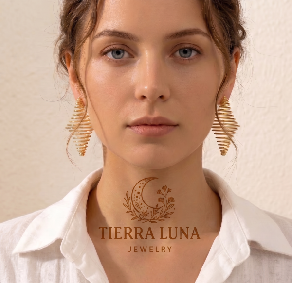Сережки Tierra Luna “Gold Spiral Rhombus”