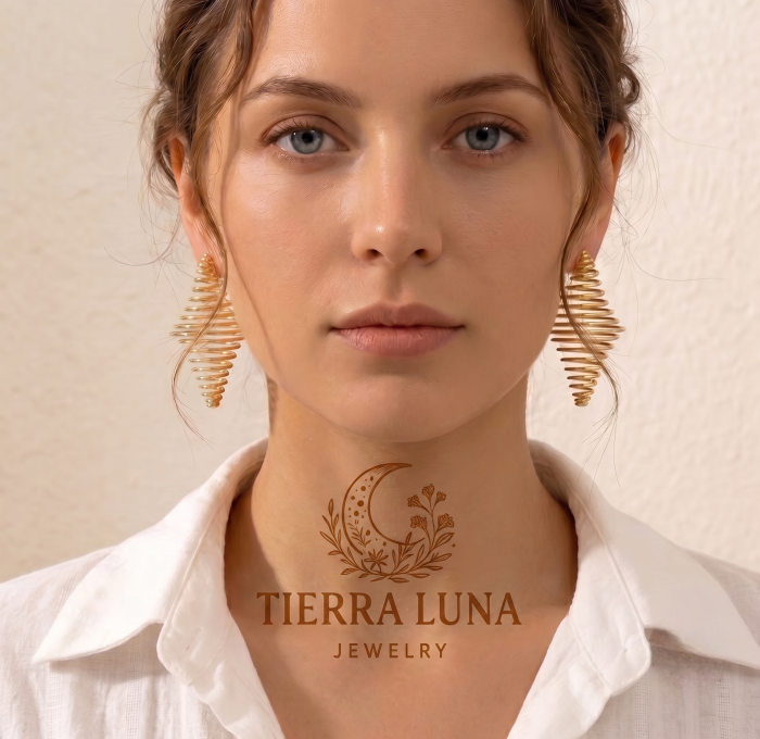 Сережки Tierra Luna “Gold Spiral Rhombus”