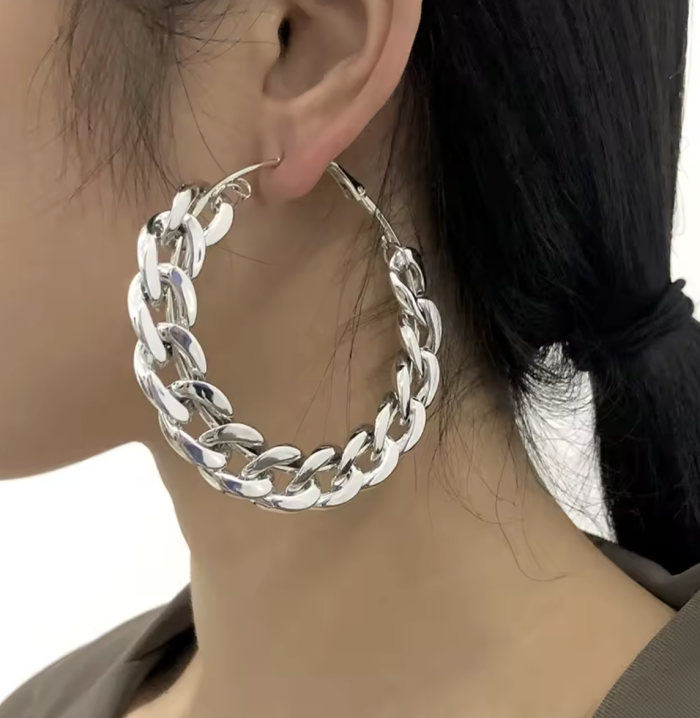 Сережки Tierra Luna "Silver Circular Big Chain"