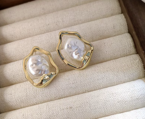 Сережки Tierra Luna "Gold Ethereal Pearl"